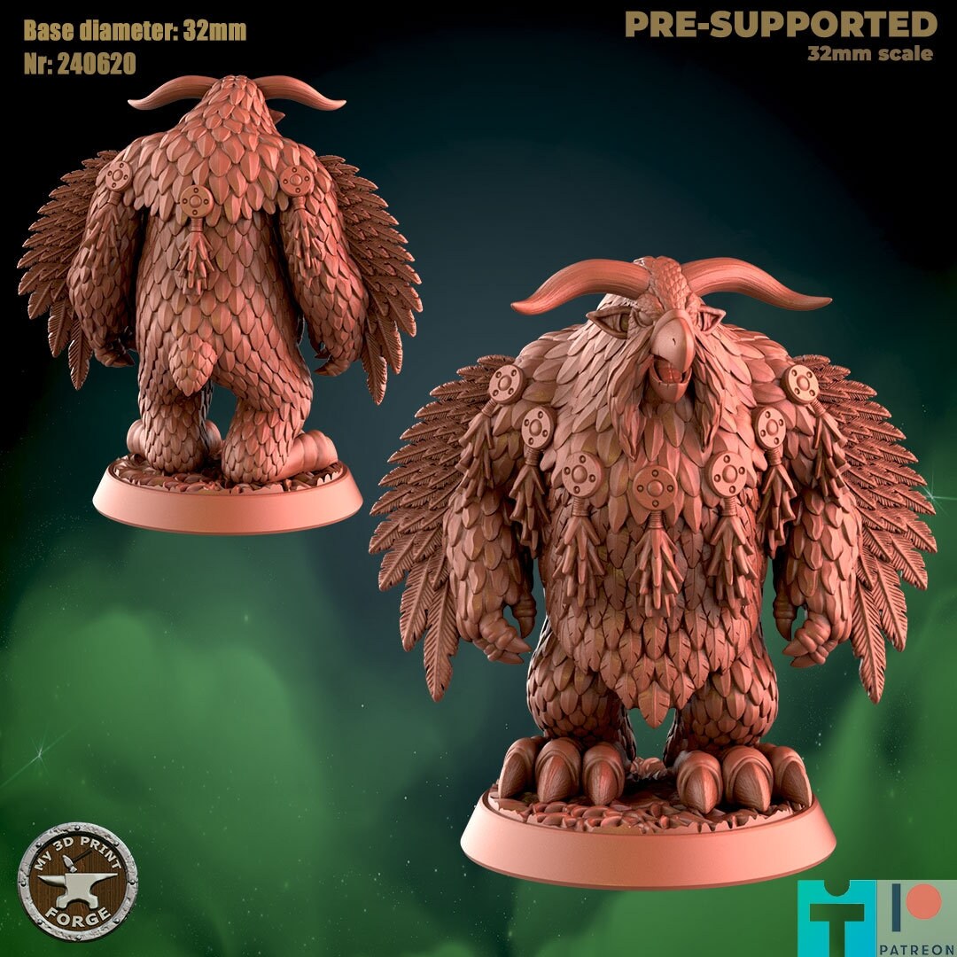 Lunar Owlbear With Horns - 3 Poses - Beast Shape - Druid Set - 32mm ...