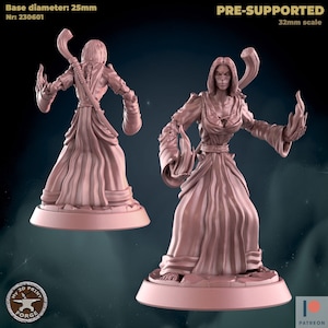 Female Undead Mage, Low Level - Casting and Standing - Unpainted Miniature