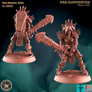 Female Undead Warrior, Ornate Armor - Unpainted Miniature