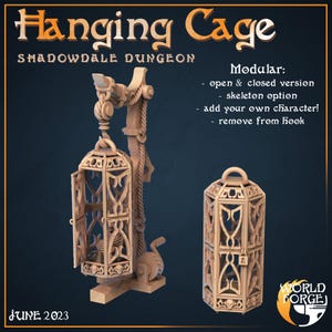 Hanging Cage with Prisoner - Shadowdale Dungeon - Unpainted Miniature