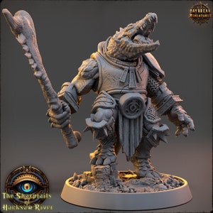 Crocodile Man, Rodder Longsnout - 32mm Scale - Unpainted Miniature for DnD, Pathfinder, Tabletop RPGs - Daybreak Miniatures