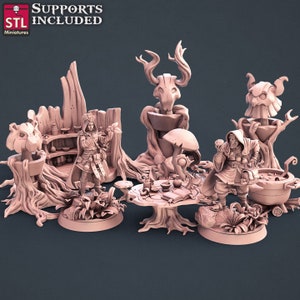 Druid Set - Human Druids - 32mm Scale - Unpainted Miniature