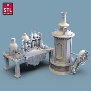 Alchemist Lab - 32mm Scale - Unpainted Miniature for DnD, Pathfinder, Tabletop RPGs, and Dioramas - STL Miniatures