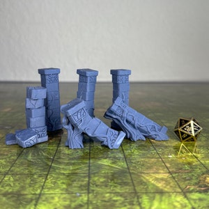 Columnas de pantano en ruinas - Escala de 32 mm - Miniatura sin pintar