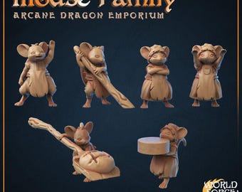 Mouse Family - Arcane Dragon Emporium - 32 mm - ongeverfd miniatuur