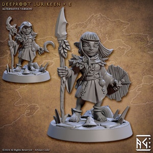 Female Halfling Fighter, Druid, Deeproot Lurikeen, Pose E - Unpainted Miniature