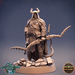Tiefling Ranger, Horst Panthertail - 32mm Scale - Unpainted Miniature