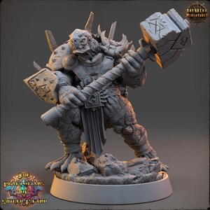 Tortle Barbarian, Mannyg - The Praetorians of Shield Island - 32mm Scale - Unpainted Miniature for DnD, Pathfinder, Tabletop RPGs