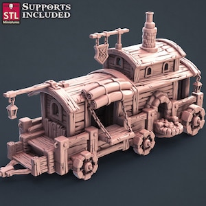 鍛冶屋ワゴン - 32 mm スケール - DnD、パスファインダー、卓上 RPG、ジオラマ用の未塗装ミニチュア - STL ミニチュア