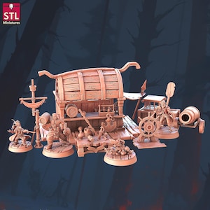 Pirate Harbor Set - Townsfolk NPCs - 32mm Scale - Unpainted Miniature