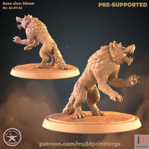 Wolf - Attacking - 32mm Scale - Unpainted Miniature for DnD, Pathfinder, Tabletop RPGs - My3dPrintForge