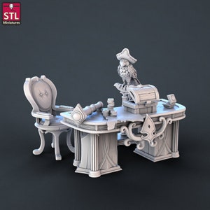 Pirate Captain&#39;s Desk - Unpainted Miniature