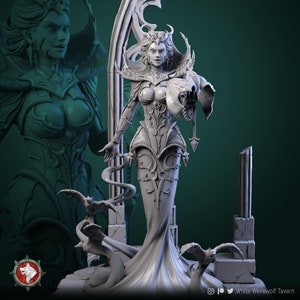 Mistress of Blood, Vampire Queen - 32mm, 75mm Scale - Unpainted Miniature for DnD, Pathfinder, Tabletop RPGs - White Werewolf Tavern