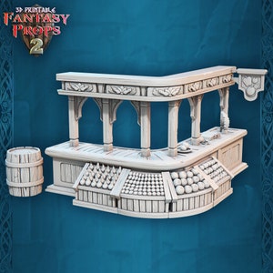 Kitchen Counter - Tavern Set - 32mm Scale - Unpainted Miniature