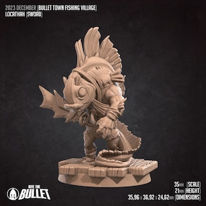 Locathah Bandit with Sword - Unpainted Miniature