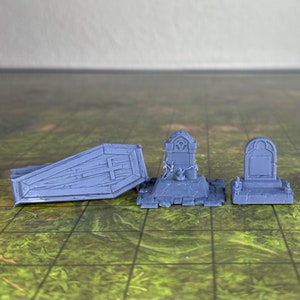 Headstones & Coffin - Unpainted Miniature