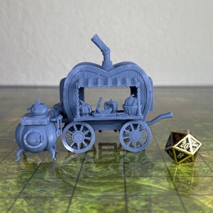 Pumpkin Cart - 32mm, 35mm Scale - Unpainted Miniature for DnD, Pathfinder, Tabletop RPGs - Bite the Bullet