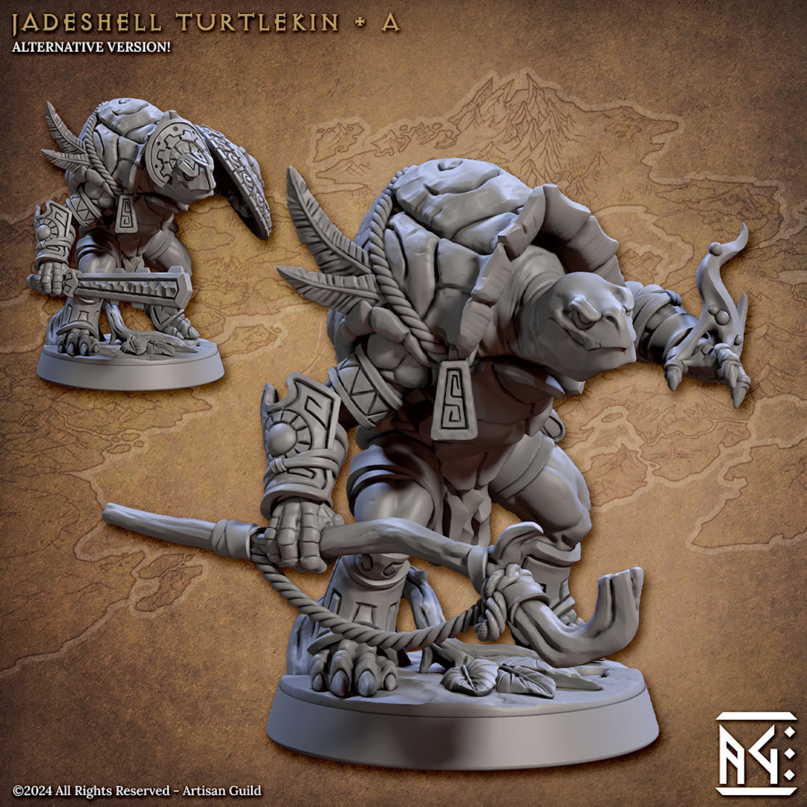 Turtlekin Jadeshell Turtlekin - Pose A - 32mm Scale - Unpainted Miniature - Etsy