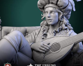 Jax Fiddlefoot, Lord of the Lute, Elf Bard - Unpainted Miniature