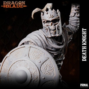 Death Knight - Pose 2 - Dragonblade - 28mm, 32mm Scale - Unpainted Miniature for DnD, Pathfinder, Tabletop RPGs - Primal Collectibles