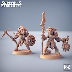 Sparksoot Goblin Females - 32mm Scale - Unpainted Miniature for DnD, Pathfinder, Tabletop RPGs - Artisan Guild