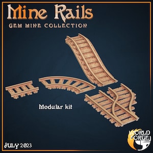 Mine Tracks - Dwarven Gem Mine Collection - 32mm Scale - Unpainted Miniature for DnD, Pathfinder, Tabletop RPGs, and Dioramas