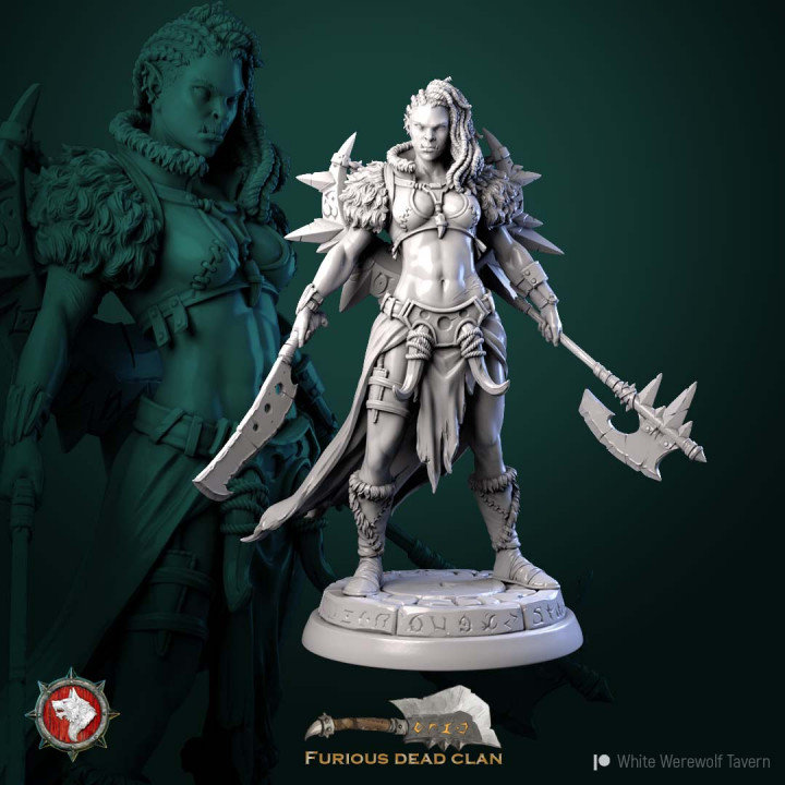 Gashnakh the Ferocious - Female Orc Fighter - Unpainted Miniature