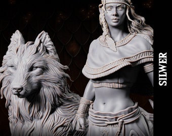 Silwer, Elf with Wolf Companion - Dragonblade - Unpainted Miniature