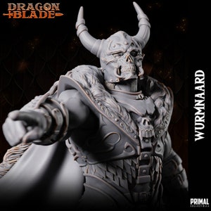 Highlord Boss, Wurmnaard, Dragonblade - 28mm, 32mm, 75mm Scale - Unpainted Miniature for DnD, Pathfinder, Tabletop RPGs - Primal Collectible