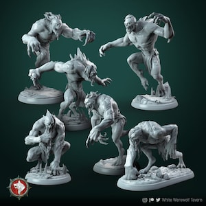 Ghouls, 6 Poses - 32mm Scale - Unpainted Miniature