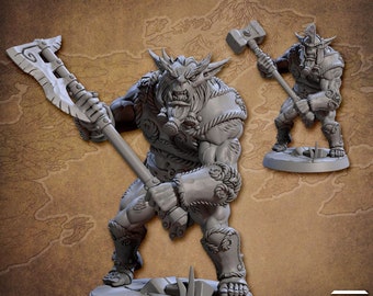 Bugbear Fighter, Bronzeclad Greatgoblin, Pose D - Unpainted Miniature