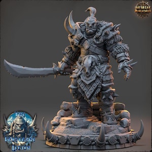 Orc Fighter, Medhren Iceslice, Frostbane Legion Frost Orcs - Unpainted Miniature