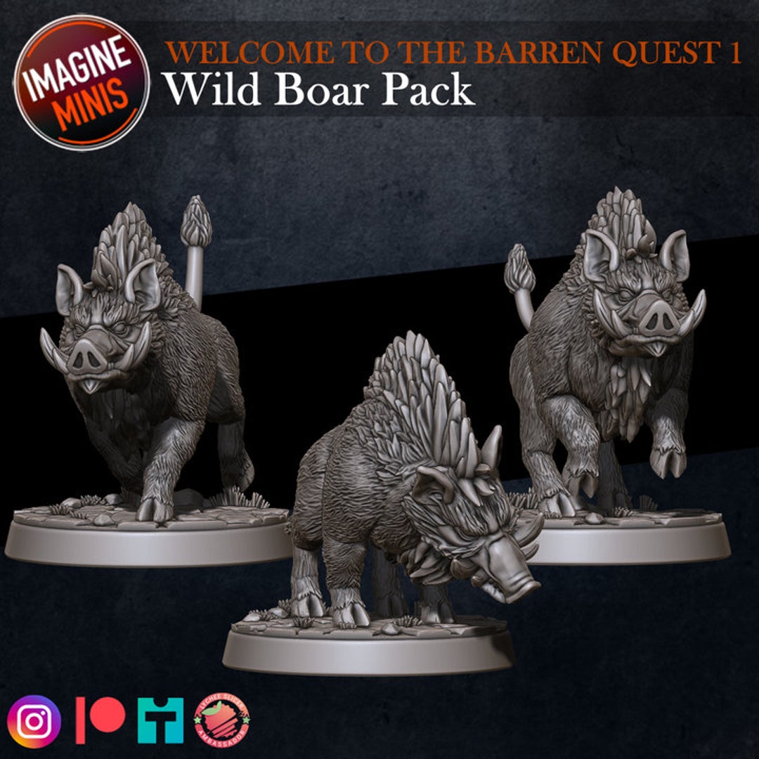 Wild Boar - 32mm Scale - Unpainted Miniature - Etsy