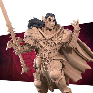 Vampire Warrior - 32mm, 35mm Scale - Unpainted Miniature for DnD, Pathfinder, Tabletop RPGs - Bite the Bullet