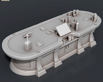 Poker Table - Casino Set - 32mm Scale - Unpainted Miniature