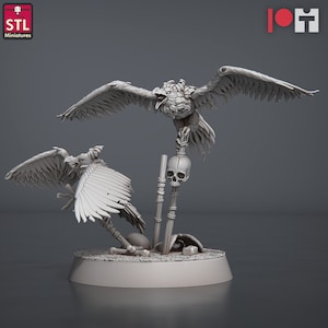 Hell Crows - Pose A - 32mm Scale - Unpainted Miniature for DnD, Pathfinder, Tabletop RPGs - STL Miniatures