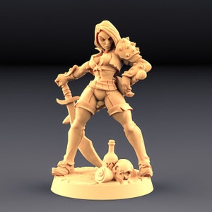 Aline the Bold, Female Rogue - 32mm Scale - Unpainted Miniature