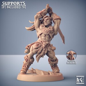 Dragonpeak Barbarian - Pose B - 32mm Scale - Unpainted Miniature for DnD, Pathfinder, Tabletop RPGs - Artisan Guild