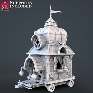 フォーチュンテラーワゴン - カーニバルセット Vol.2 - 32 mmスケール - DnD、パスファインダー、卓上RPG用未塗装ミニチュア - STLミニチュア