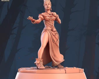 Singer, Human Female Bard - Town Festival Set -  Unpainted Miniature
