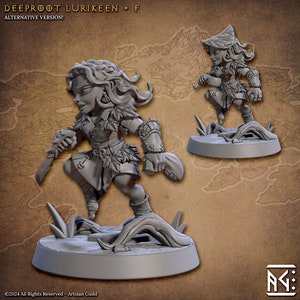 Female Halfling Rogue, Deeproot Lurikeen, Pose F - 32mm Scale - Unpainted Miniature for DnD, Pathfinder, Tabletop RPGs - Artisan Guild