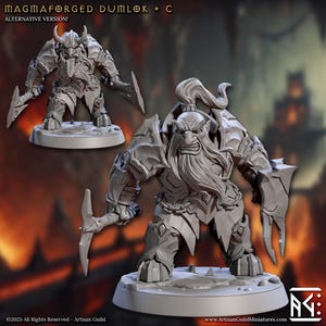 Dumlok Pose C, Magmaforged Dwarves - 32mm Scale - Unpainted Miniature