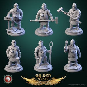 Dwarven Forge Workers, Sons of Shining Forge - Unpainted Miniature