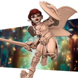Pixie Paladin, Female Pixie - 32mm, 35mm Scale - Unpainted Miniature