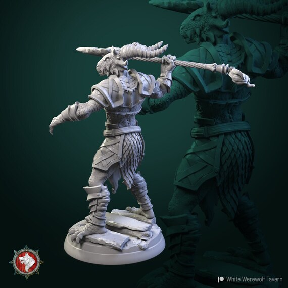 Dragonborn Warrior With Javelin Unpainted Miniature Etsy