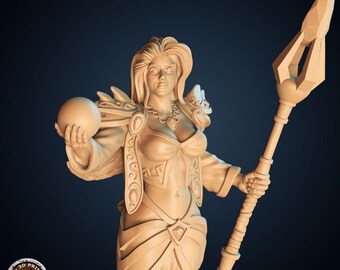 Female Mage with Staff - Unpainted Miniature