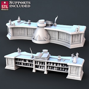 Potion Vendor Counter - Apothecary Counter - 32mm Scale - Unpainted Miniature for DnD, Pathfinder, Tabletop RPGs - STL Miniatures