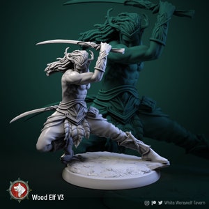 Wood Elf Fighter - Unpainted Miniature