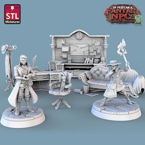 Investigator Set - Townsfolk NPCs - 32mm Scale - Unpainted Miniature for DnD, Pathfinder, Tabletop RPGs, and Dioramas - STL Miniatures