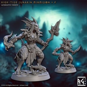 High Tide Jurakin - Pose F - Mirmidons of the Death-Tide - 32mm Scale - Unpainted Miniature for DnD, Pathfinder, Tabletop RPGs